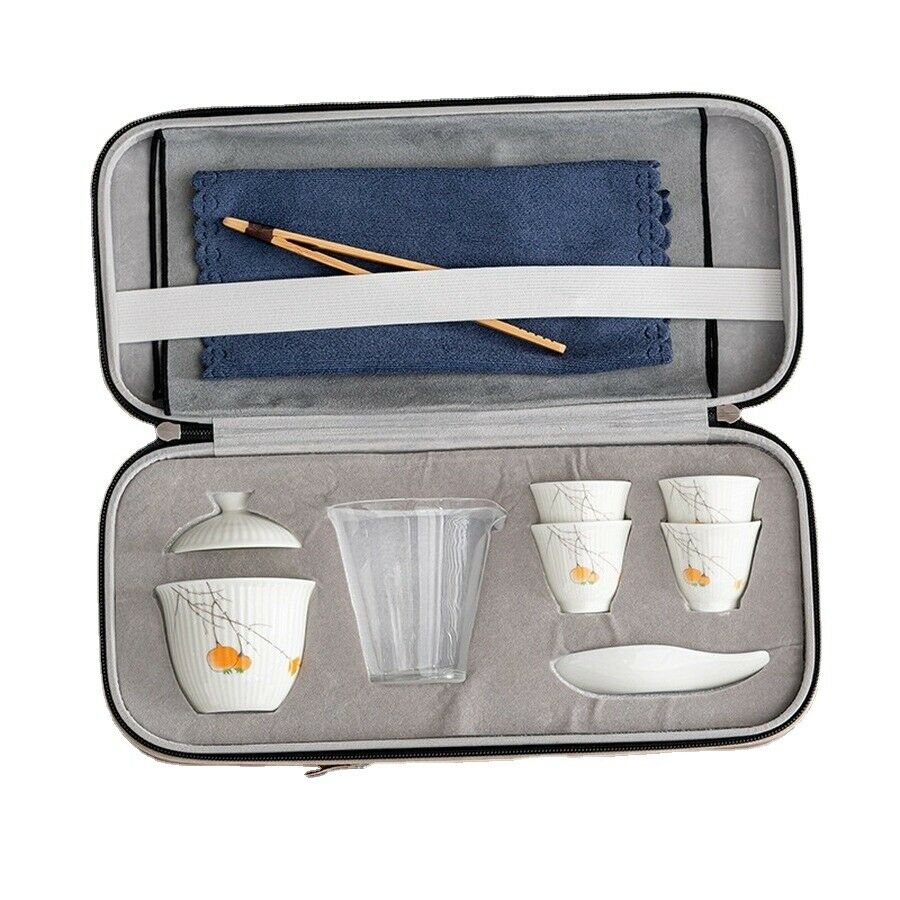 Luxury White Jade Ceramic Gongfu Tea Cup Teapot Set Hand Painted Tea Set Gifts