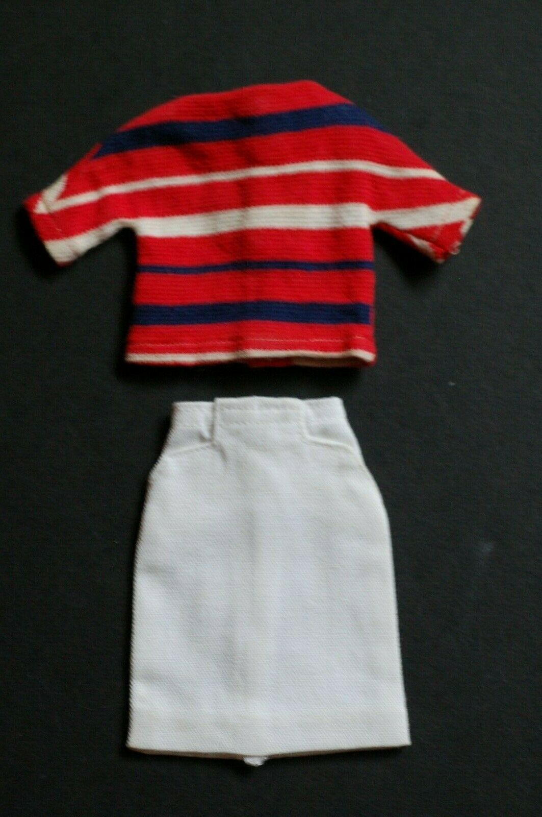 Tammy Doll Pak Outfit, White Skirt  And Stripe Top!