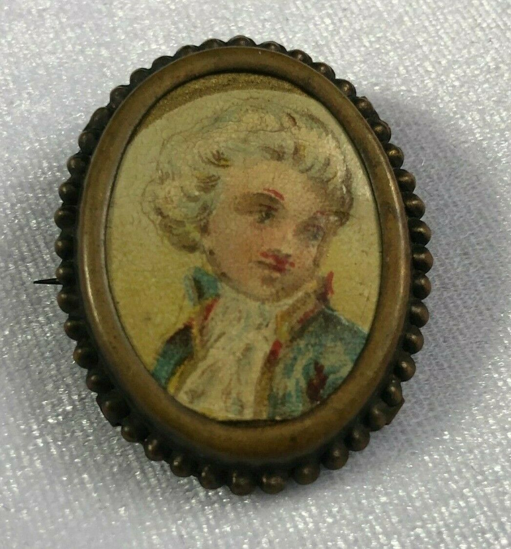 Antique Late 1700's-1800's Georgian Period  "travel" Pin Painted Young Man