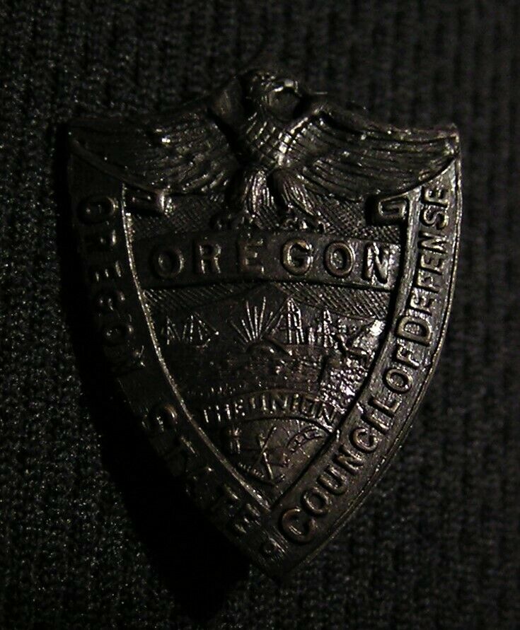 Wwi Oregon State Council Of Defense Home Front Pin - Original Vintage Patriotic