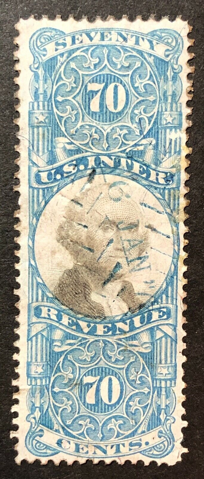 Scott R117 CC 70cent Second Issue US Revenue 1871