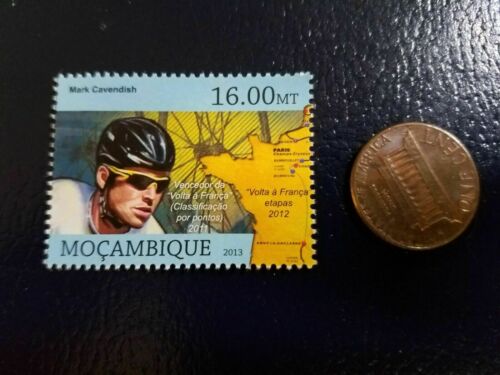 Mark Cavendish Road Racing Cyclist 2013 Mocambique Perforated Stamp