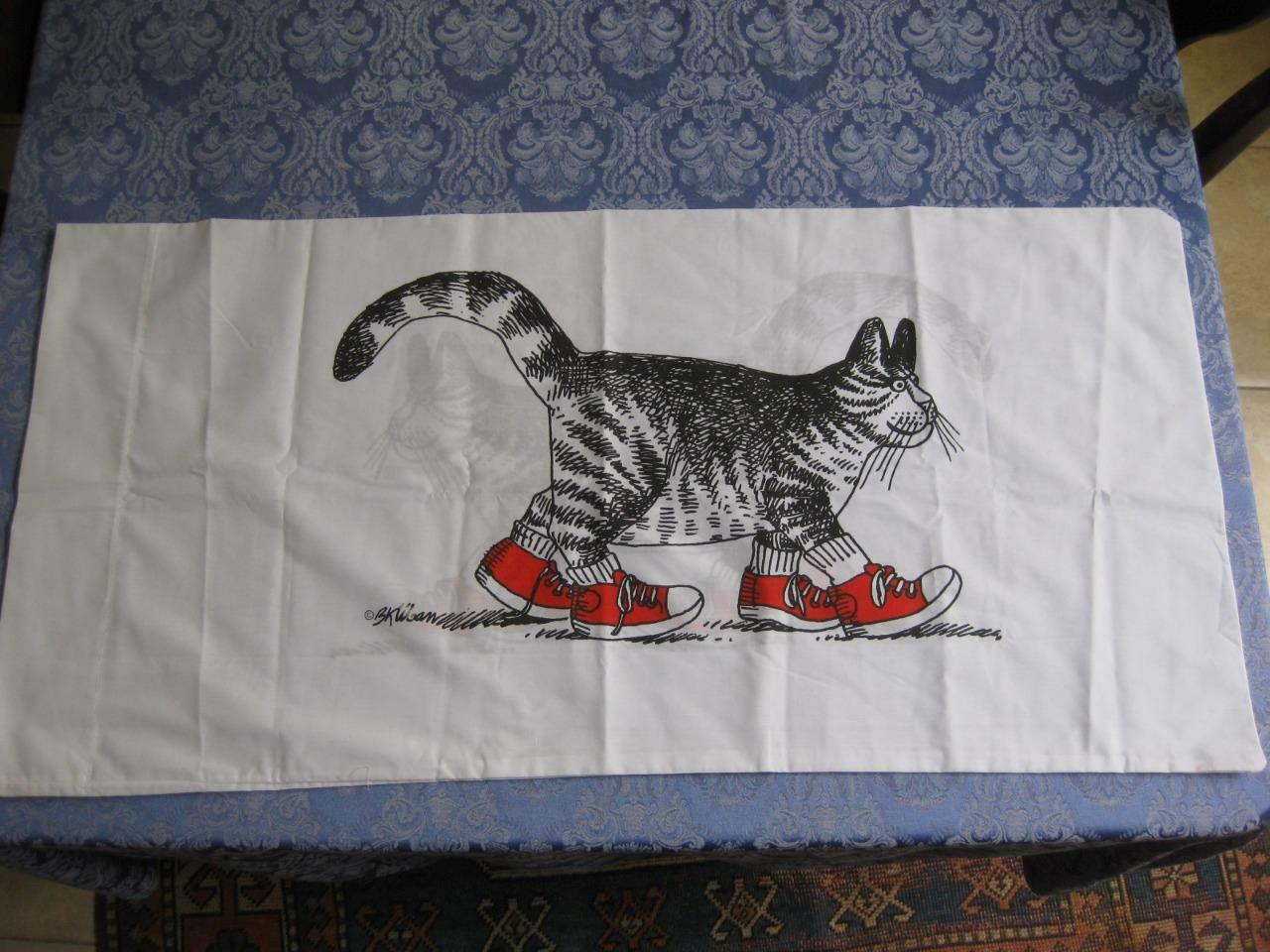 Vintage Retro HUGE B. KLIBAN Whimsical CAT Red Tennis Shoes Pillow Case