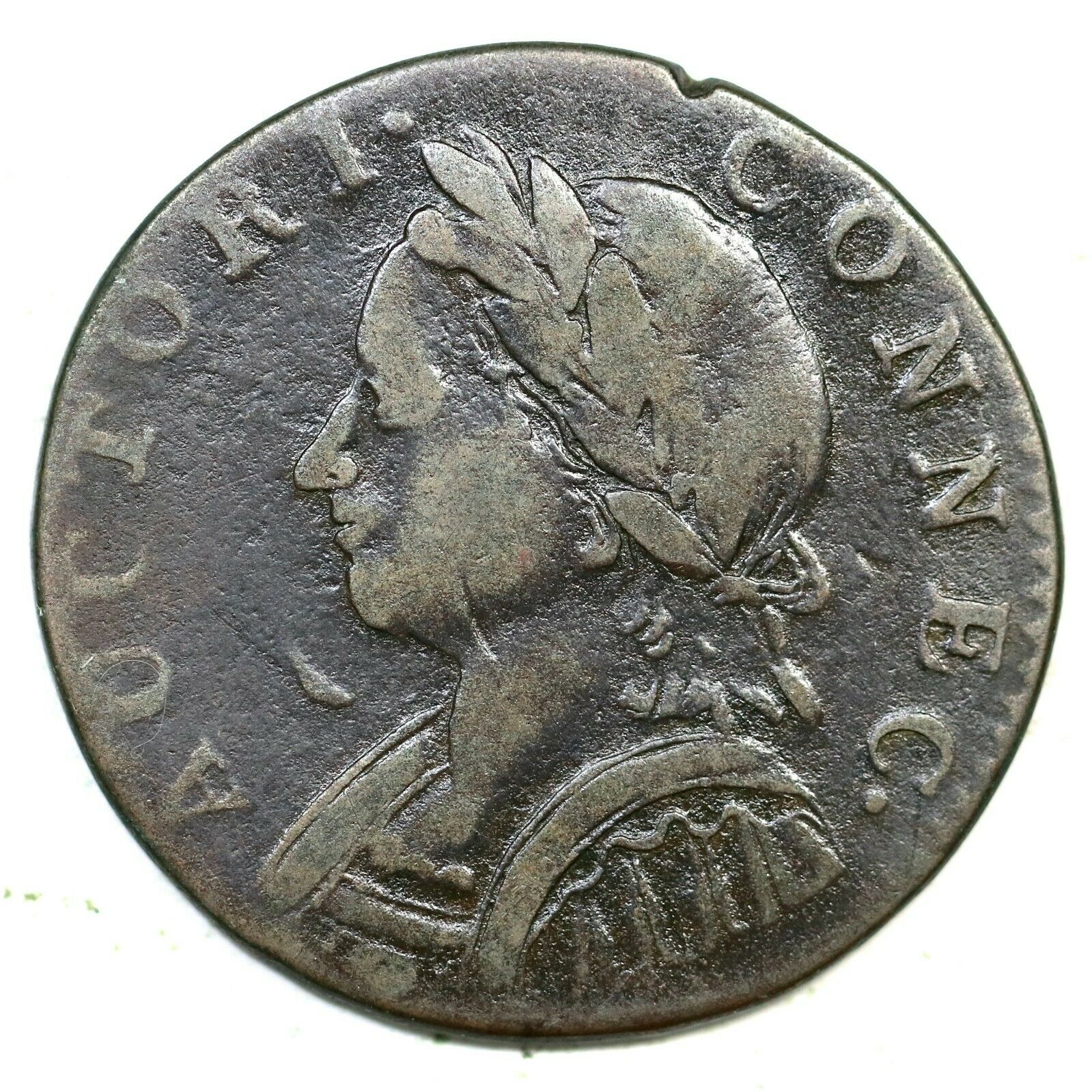1787 4-l Horned Bust Connecticut Colonial Copper Coin