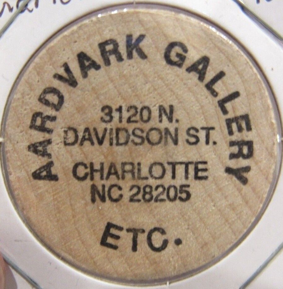 Vintage Aardvark Gallery Charlotte, Nc Wooden Nickel - Token North Carolina