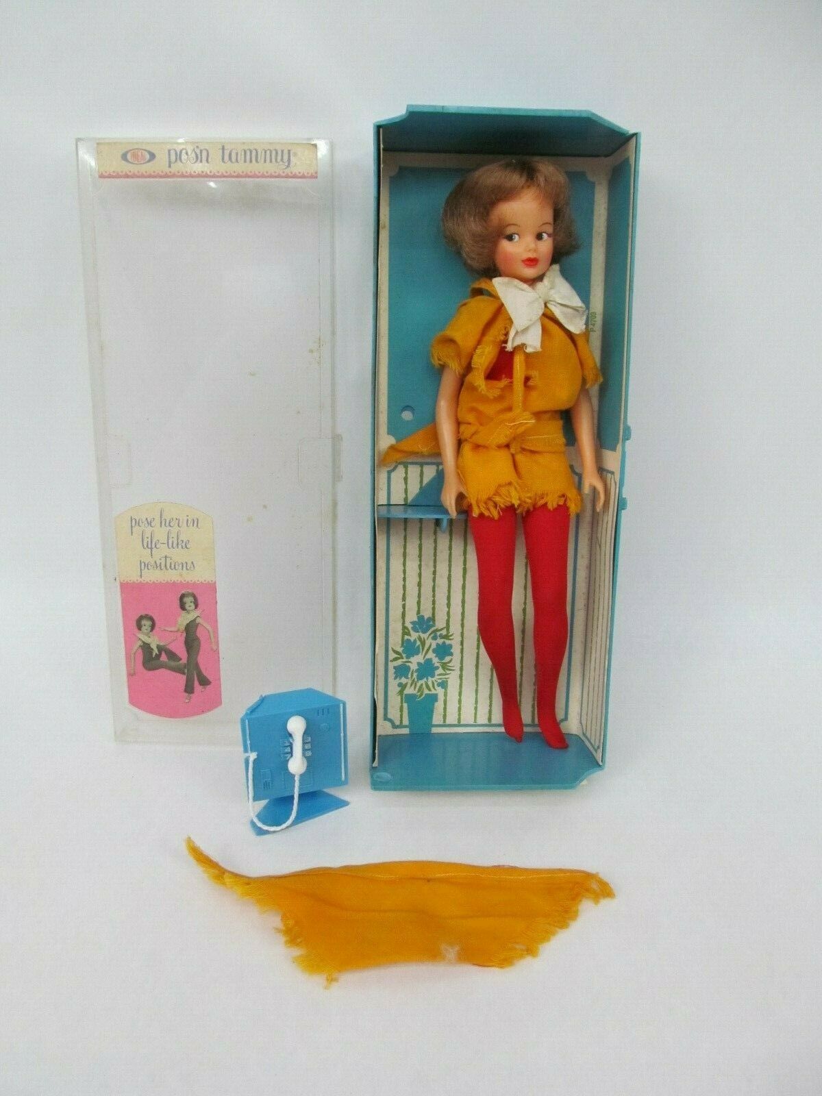 Vintage Pos’n Tammy Telephone Booth Playset And Doll