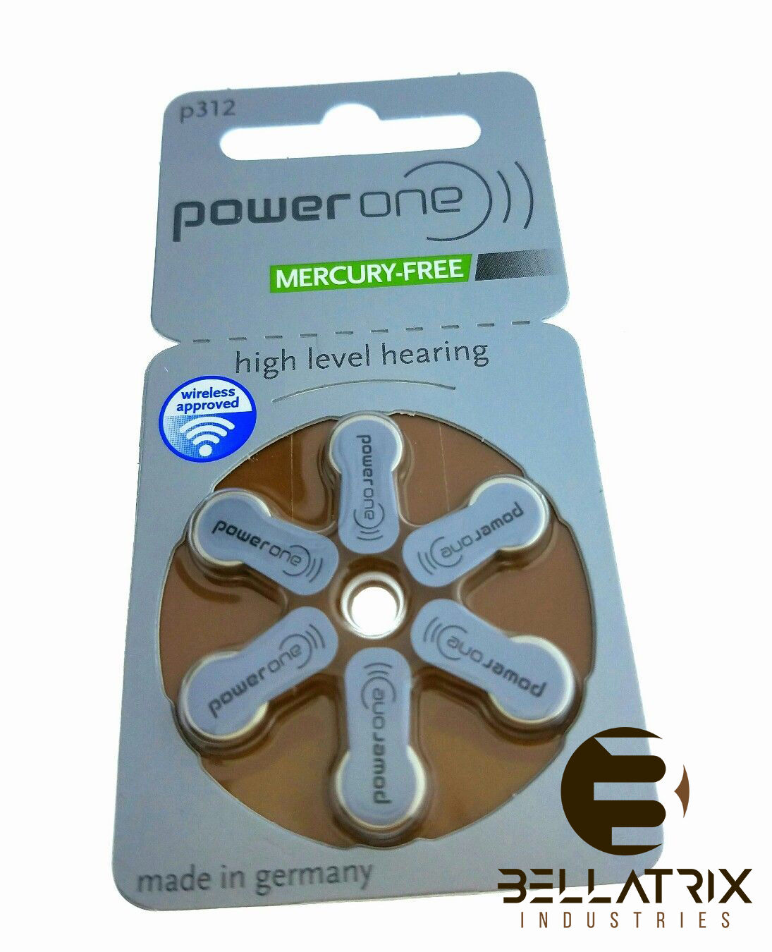 60 Power One Hearing Aid Batteries, Size 312, Newest Version Exp 2022