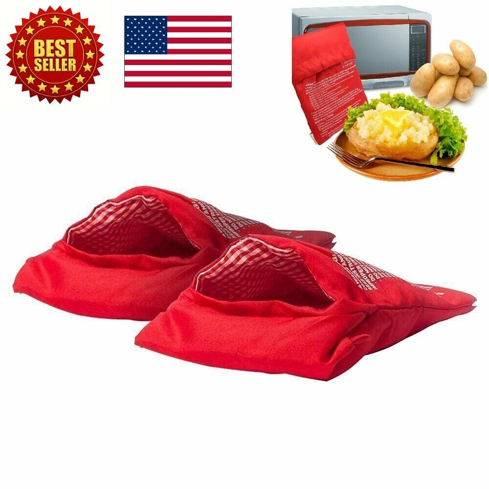 2 Pack New Potato Express Microwave Cooker Bags 4 Minutes Fast Reusable Washable