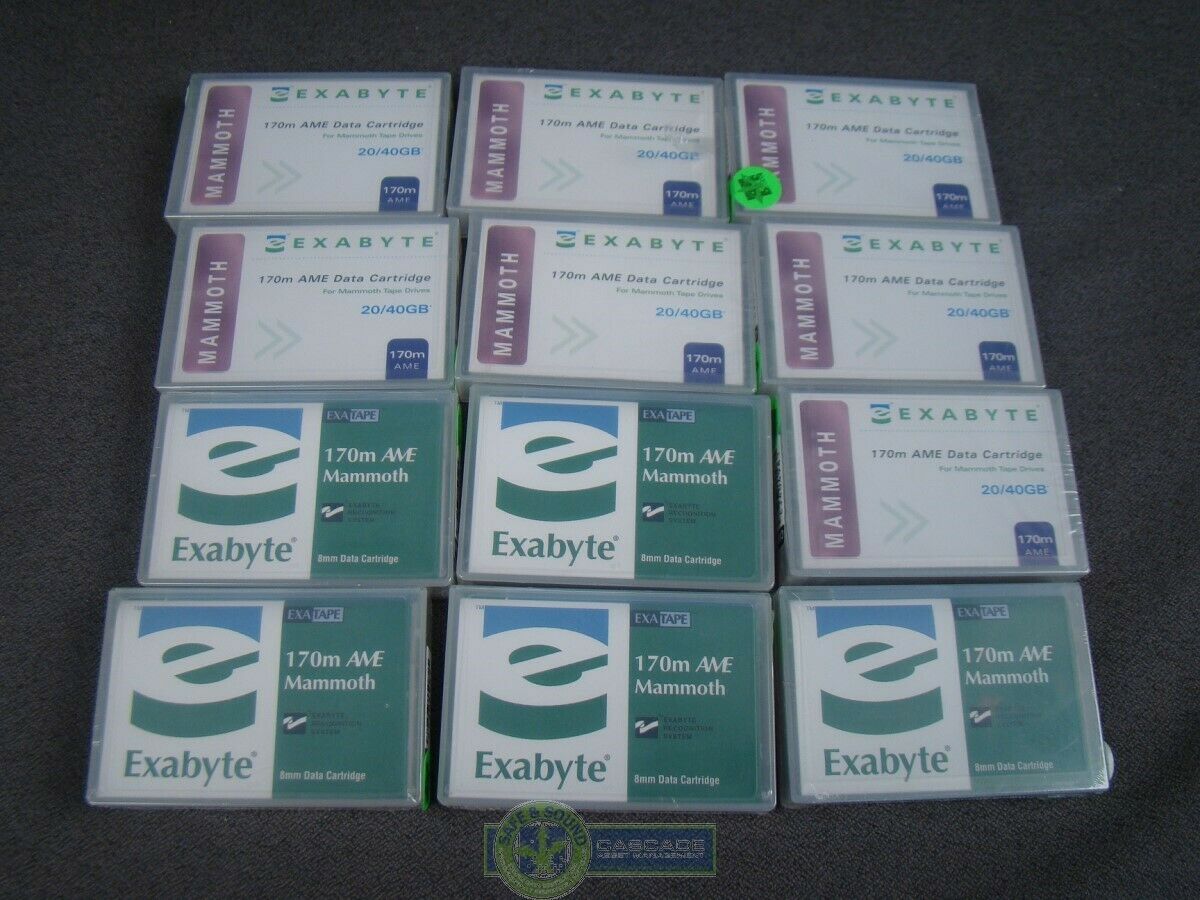 Lot Of 12 New Sealed Exabyte Mammoth 170m 20/40gb Ame Blank Tape Media!