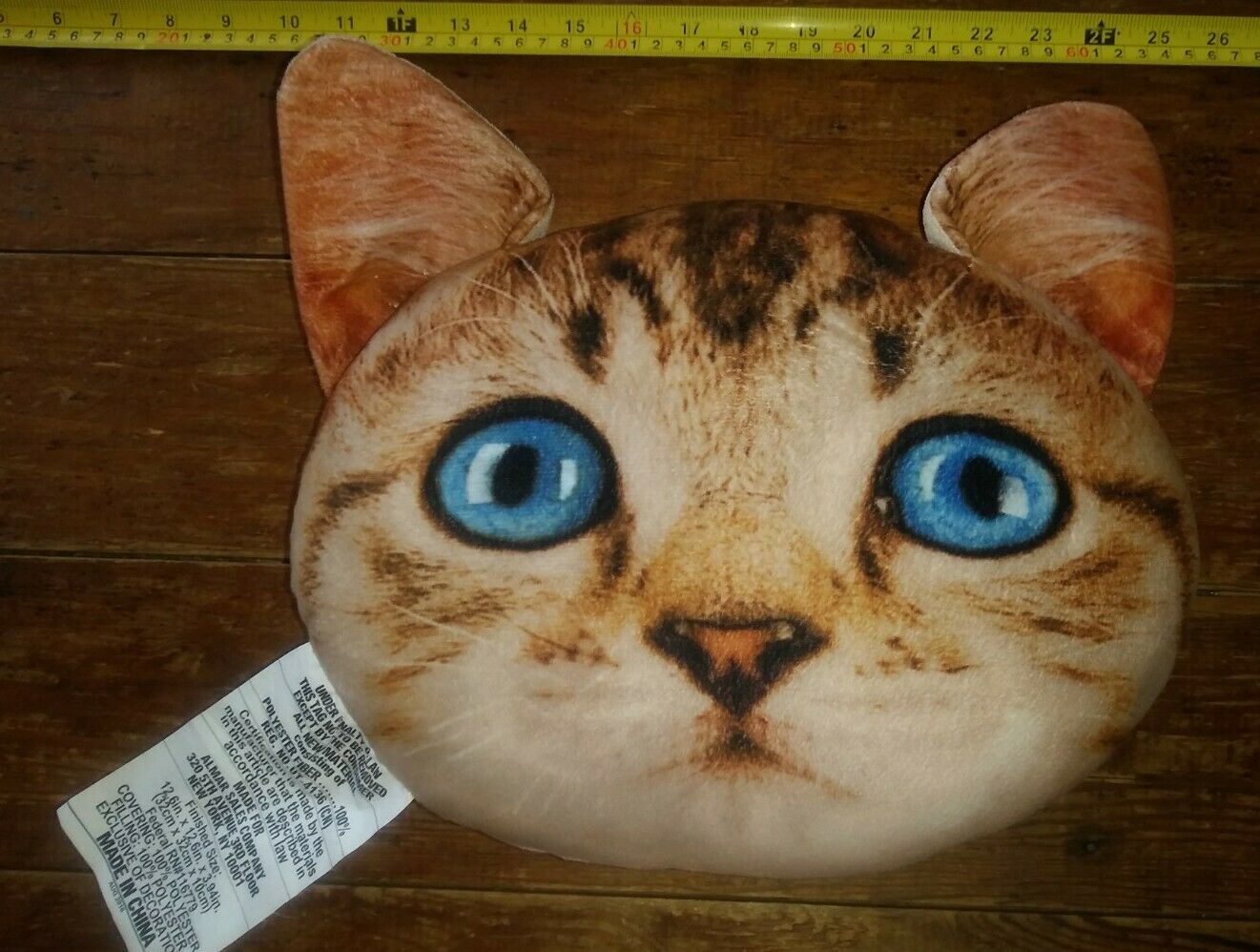 Crazy cat blue eye throw pillow kitten face pet animal novelty humor guc 🐱