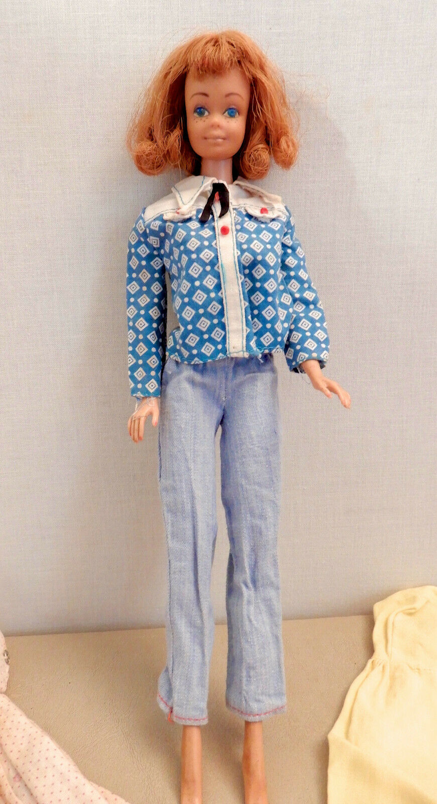 1963 Vintage Midge Barbie Freckles Doll Japan Western Shirt Garden Party Dress +