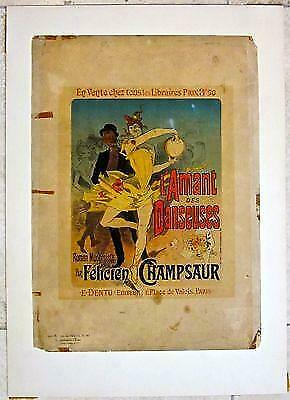 L'AMANT DES DANSEUSES -ORIGINAL 1896 NOVEL ADVERTISEMENT- JULES CHERET ART RARE!