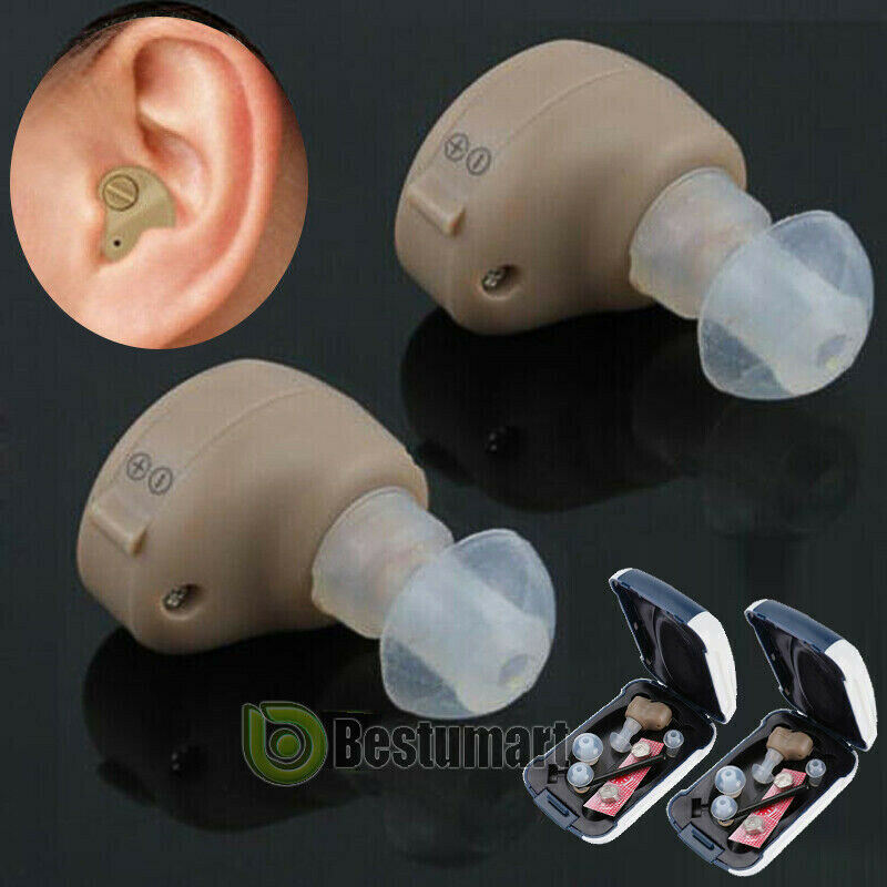 2x Small In The Ear Invisible Best Sound Amplifier Adjustable Tone Hearing Aids