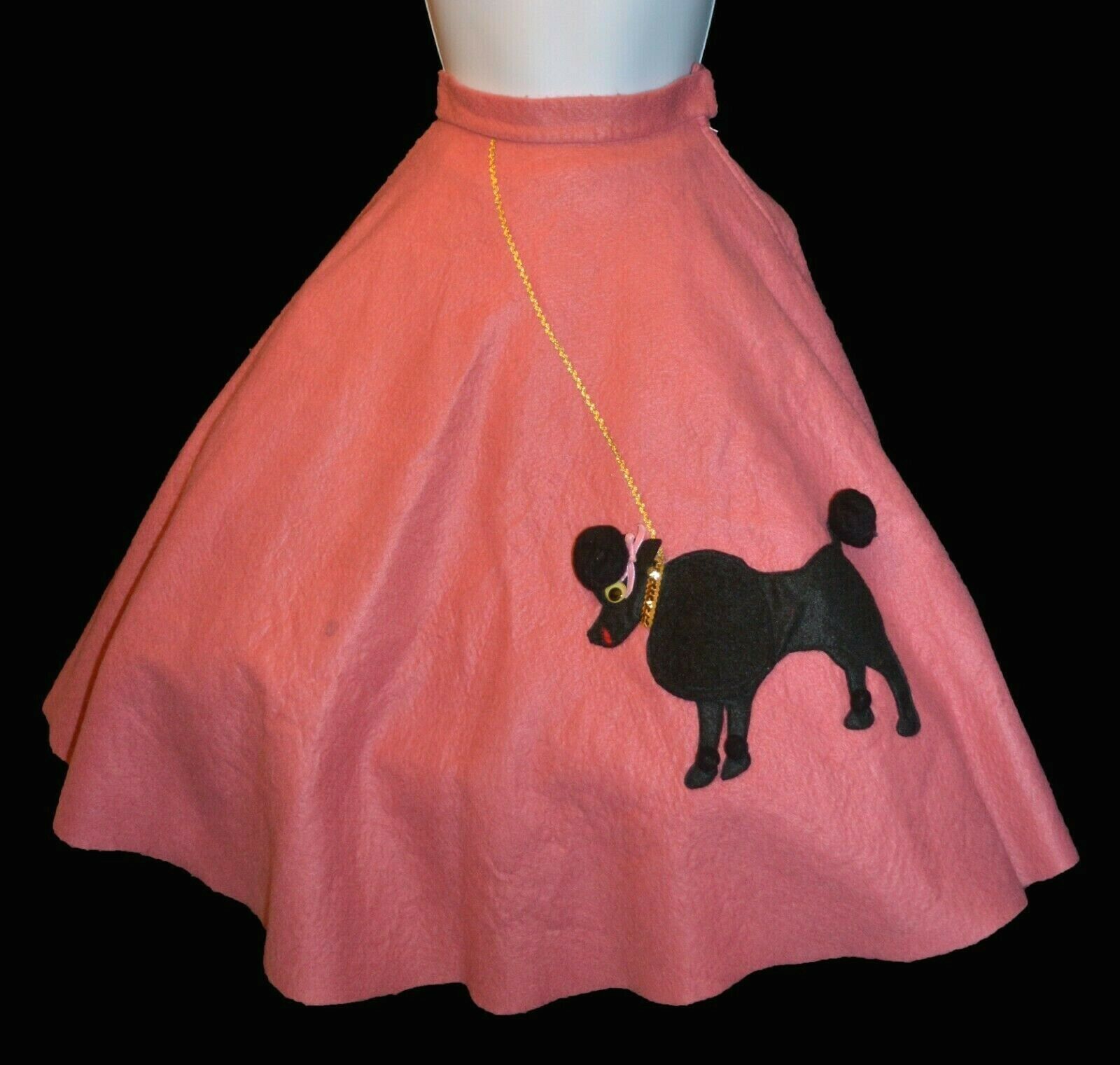 True Vintage Pink Felt Child's Girls Googly Eye 1950s Style Costume Poodle Skirt