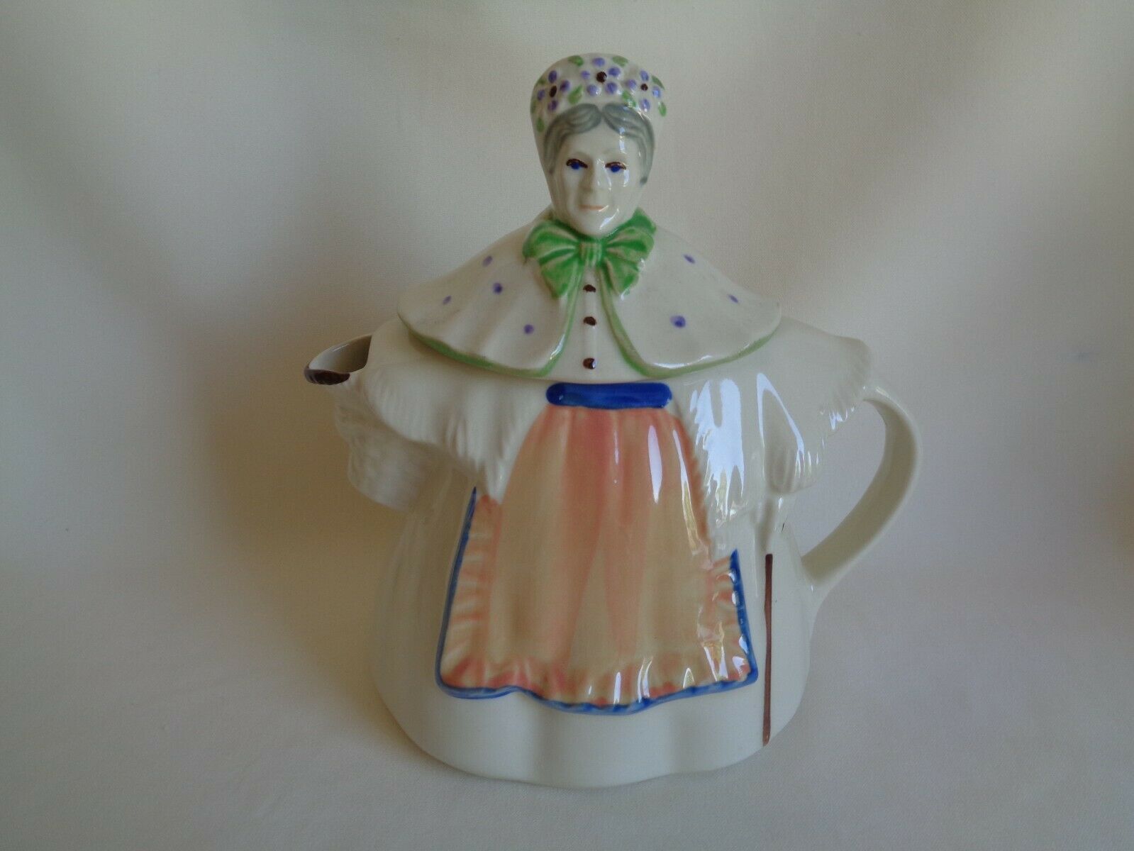 Vintage Pottery Tea Coffee Pot Woman Figure Made In U.s.a