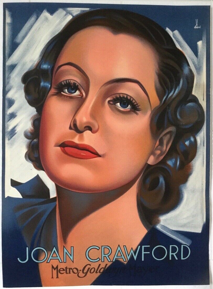 JOAN CRAWFORD 1938 - Incredible artwork portrait of the star by Dori - 22.4x30.3