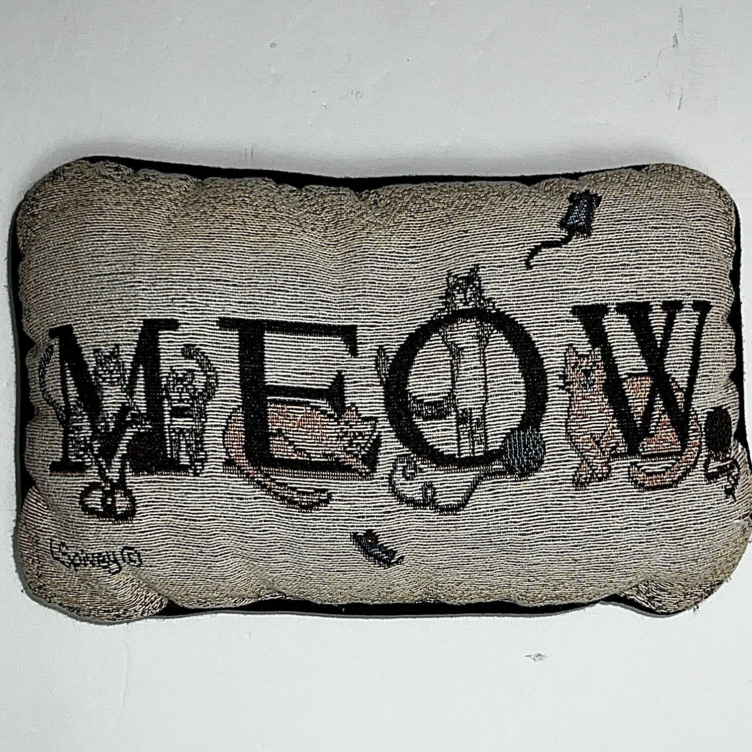 Tapestry Cat Meow Pillow, Small 11.5" X 7" L. Spivey Mice Tan Black Multicolor