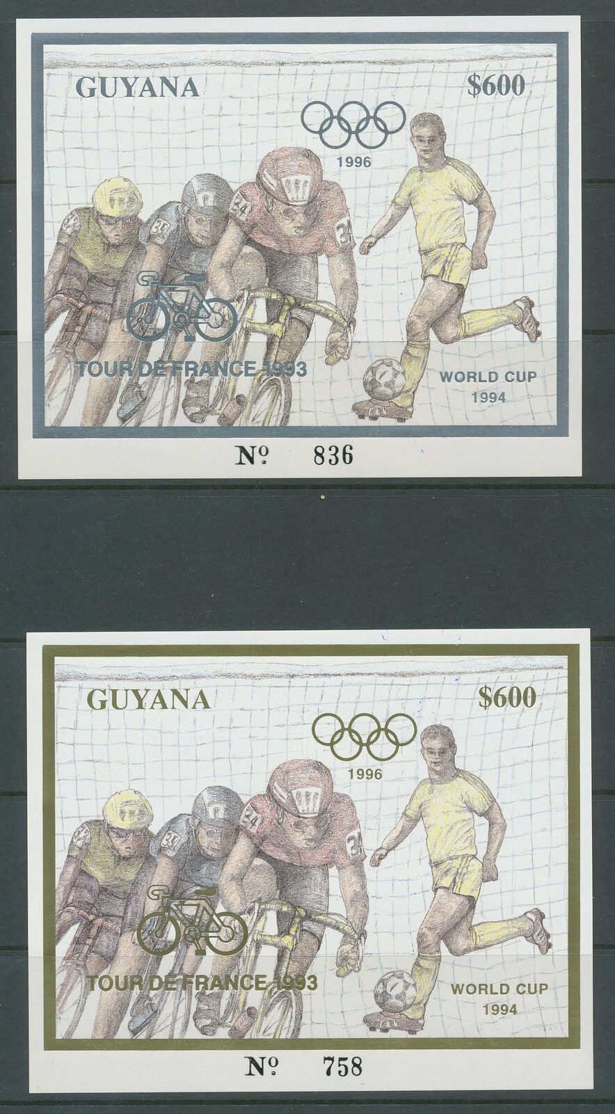 [pg38] Guyana 93 Cycling Souvenir Sheet Vf Mnh Silver And Gold Val $70