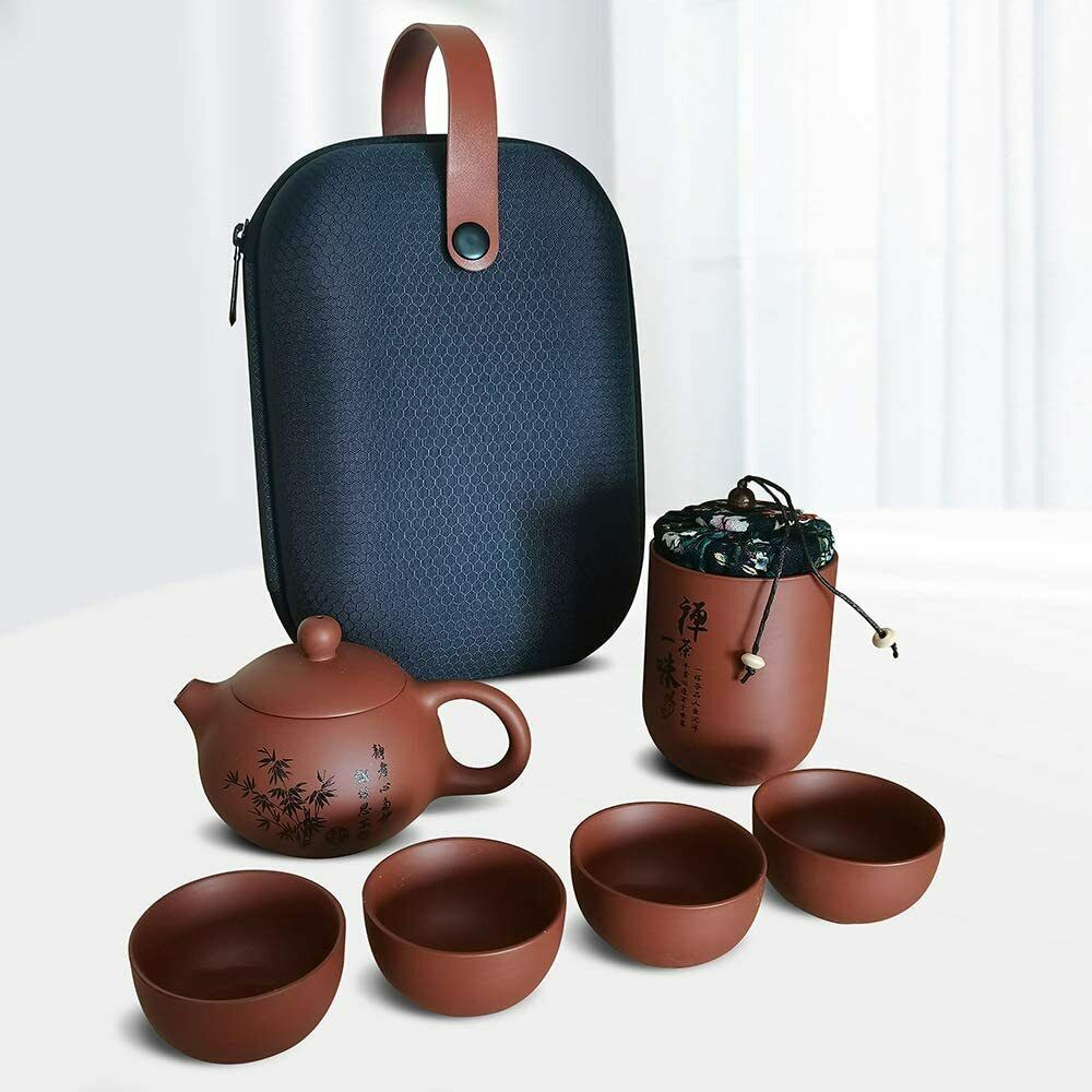 100% Handmade Portable Purple Clay Kung Fu Tea set Tea Pot set Porcelain Teapot