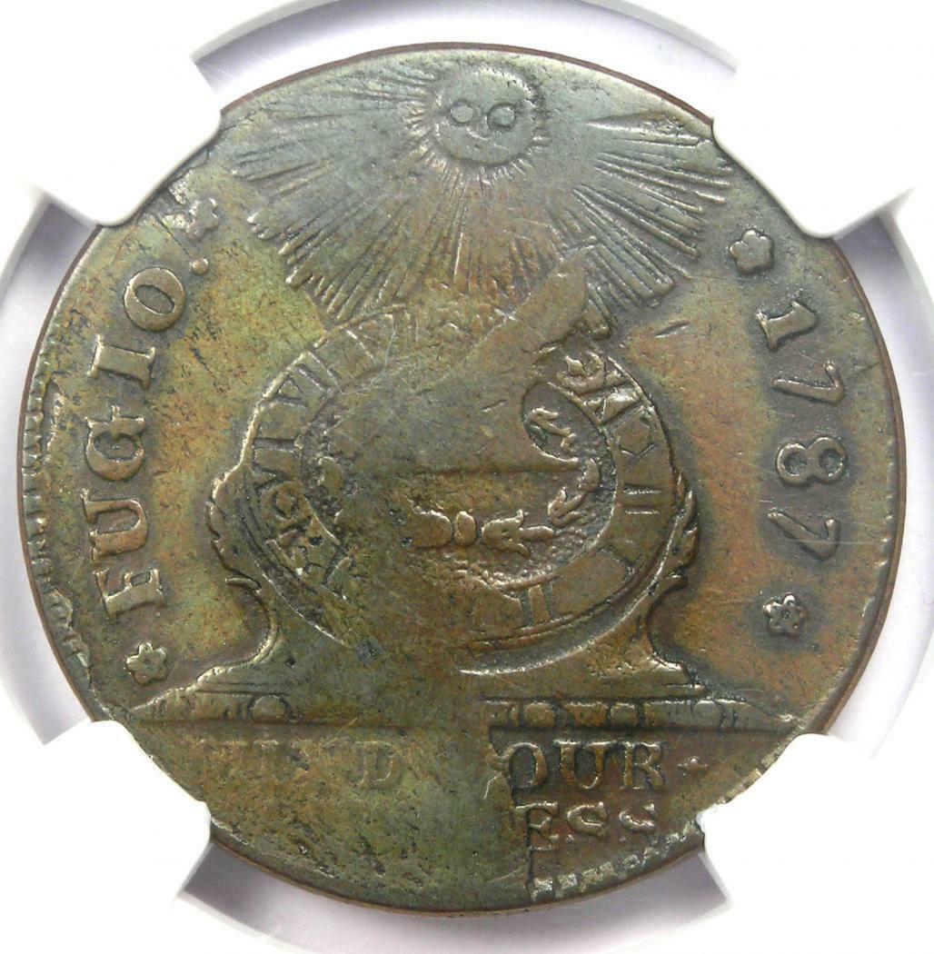 1787 Fugio Cent 1C Colonial Copper Coin - Certified NGC VF25 - Rare!