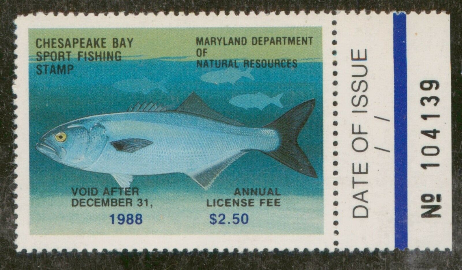 Mayfairstamps 1988 Us Fish Stamp Maryland Plate Number Mint Wwp13561