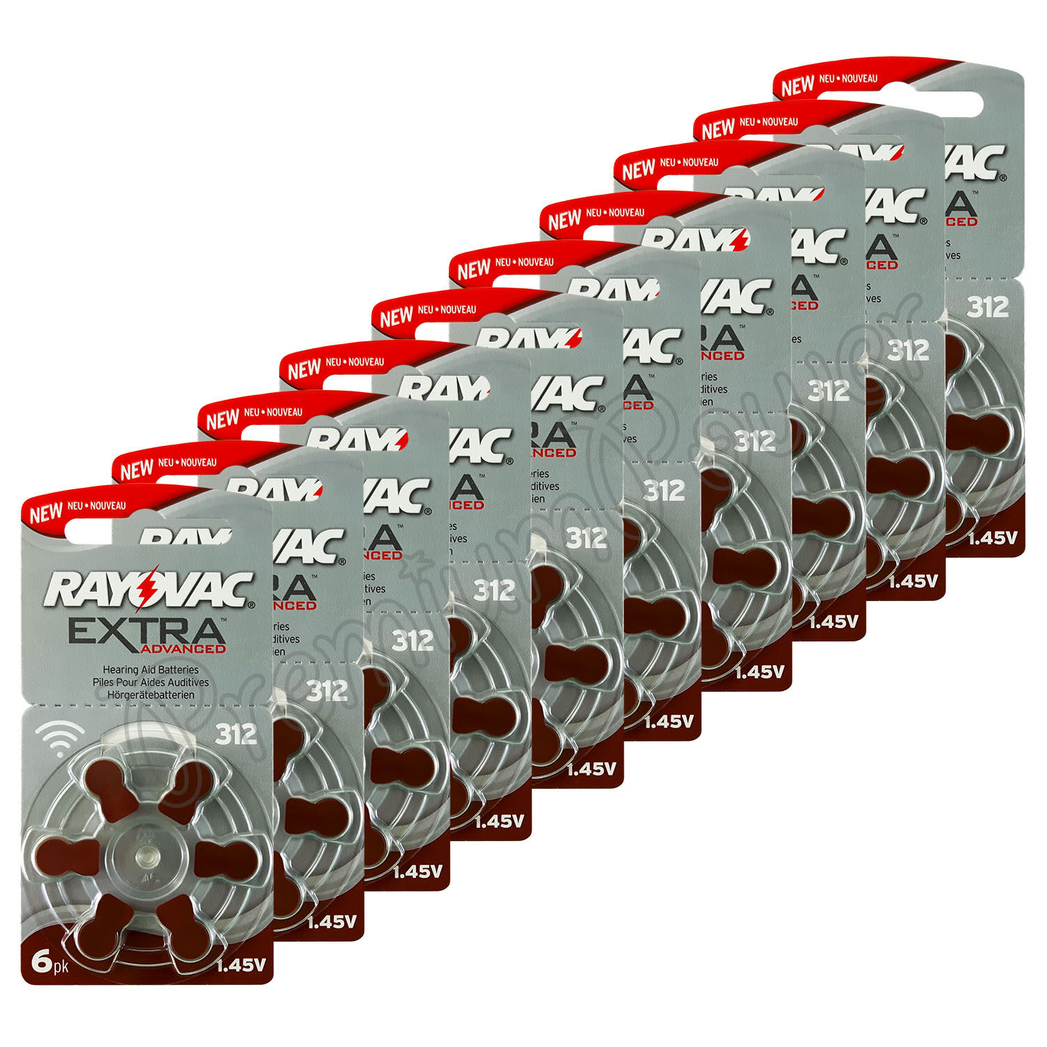 60 X Rayovac Extra 312 Size Hearing Aid Batteries Zinc Air 10 Packs