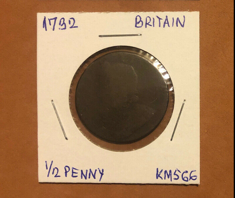1732 British 1/2 Penny US Colonial Coin KM# 566