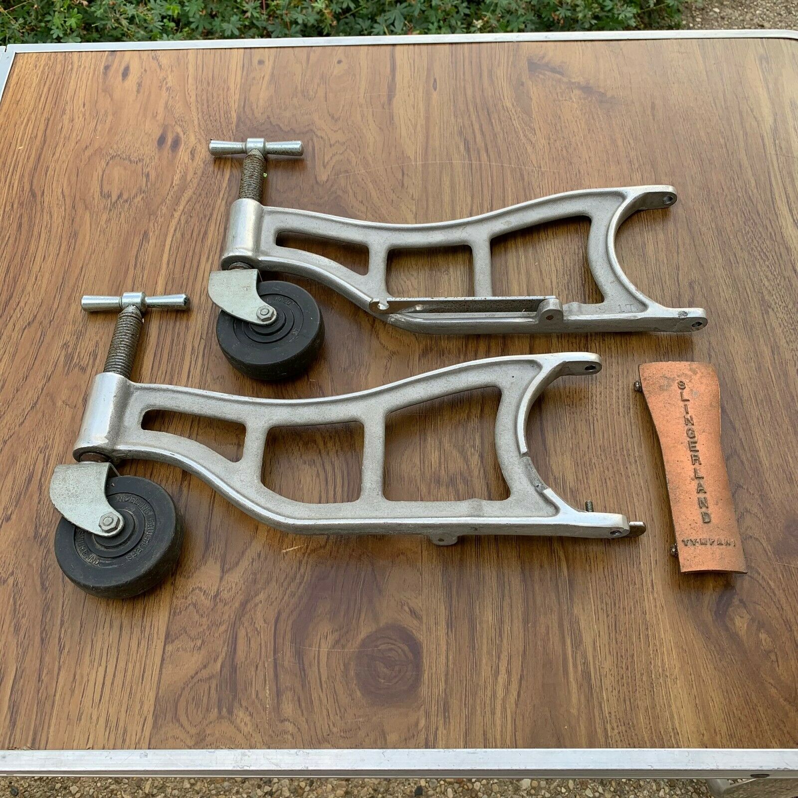 2 Slingerland Swing Out Timpani Legs & Name Plate For Restorations