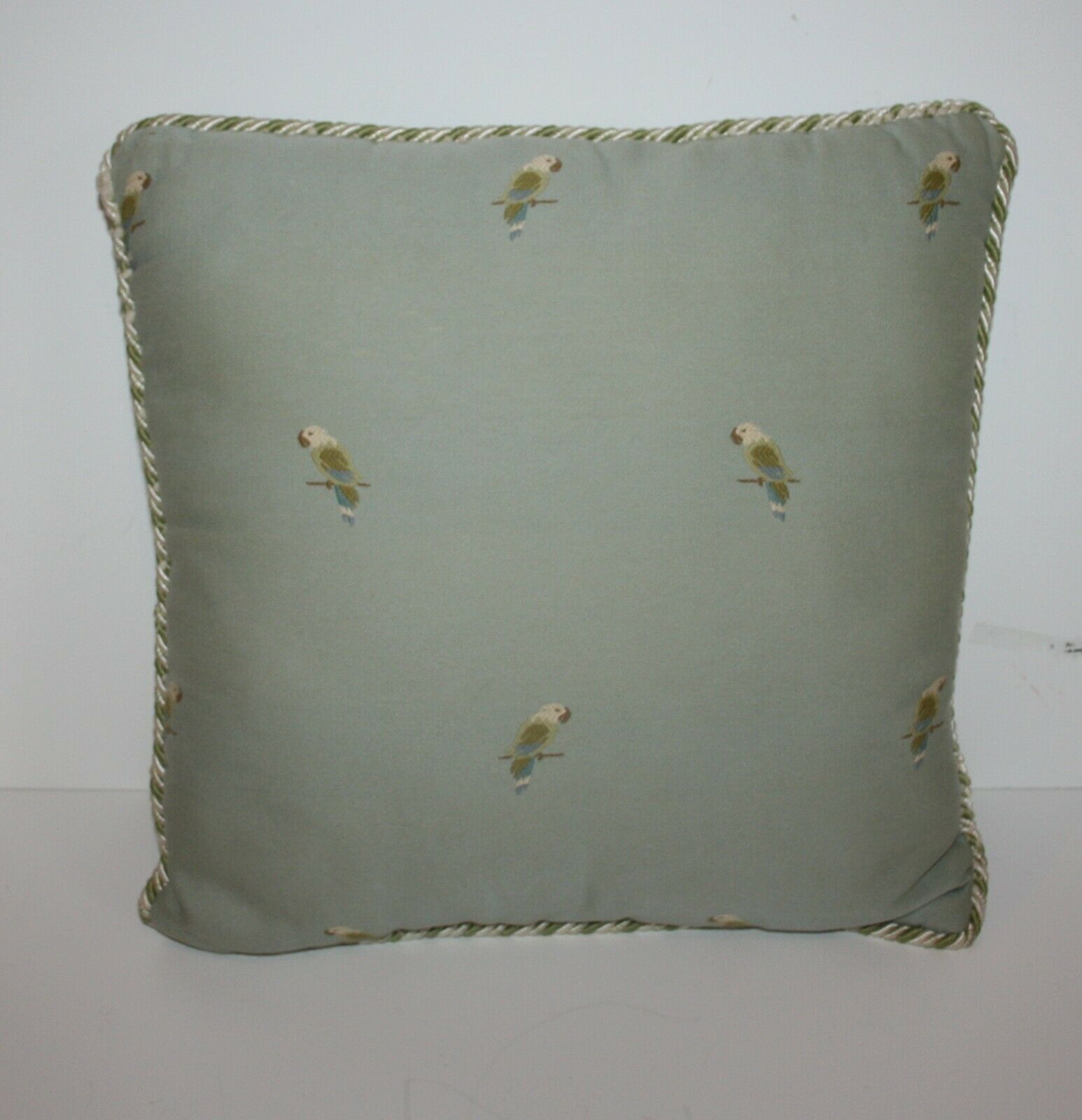 Embroidered Parrots Accent Throw Pillow 16x16