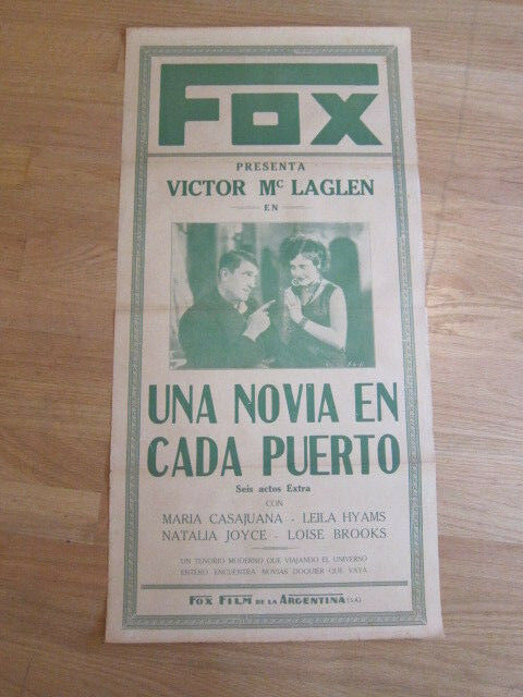 GIRL IN EVERY PORT Louise Brooks Victor McLaglen Myrna Loy Argentina 1928 poster