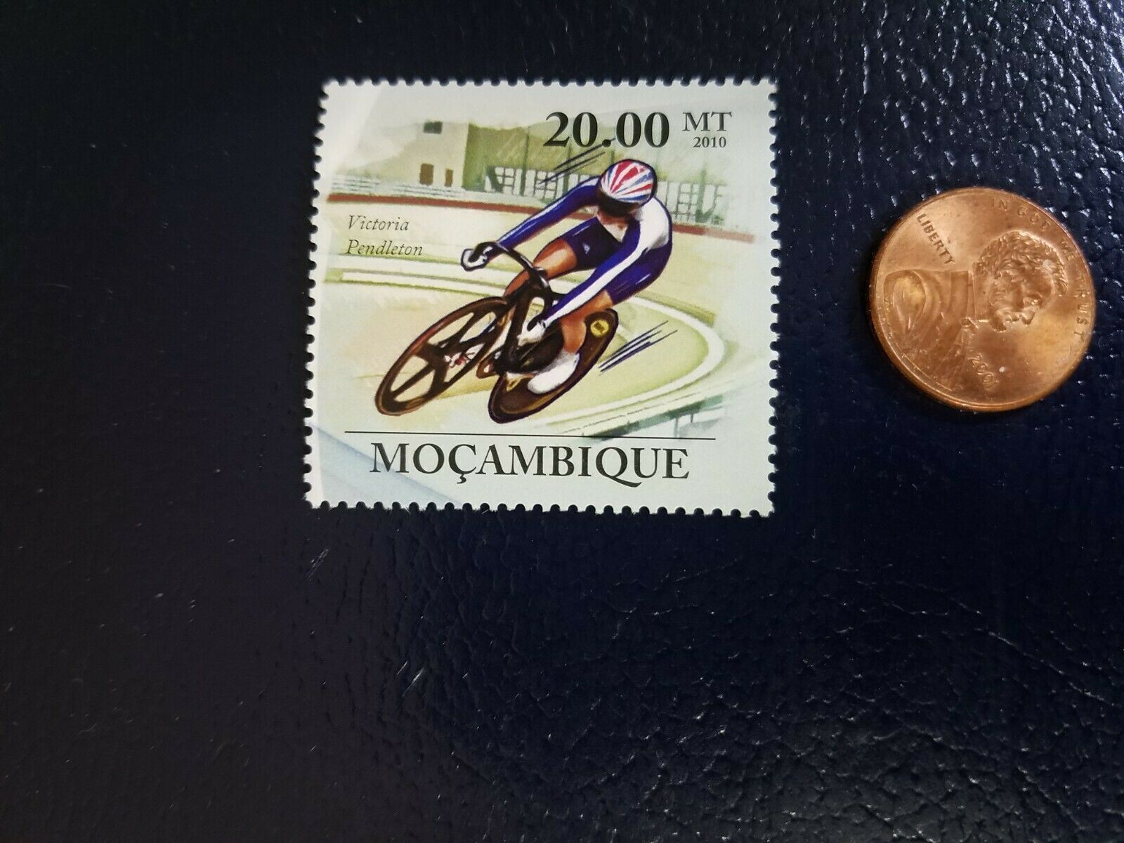 Victoria Pendleton Bicycler Cyclist 2010 Mocambique Perforated Stamp