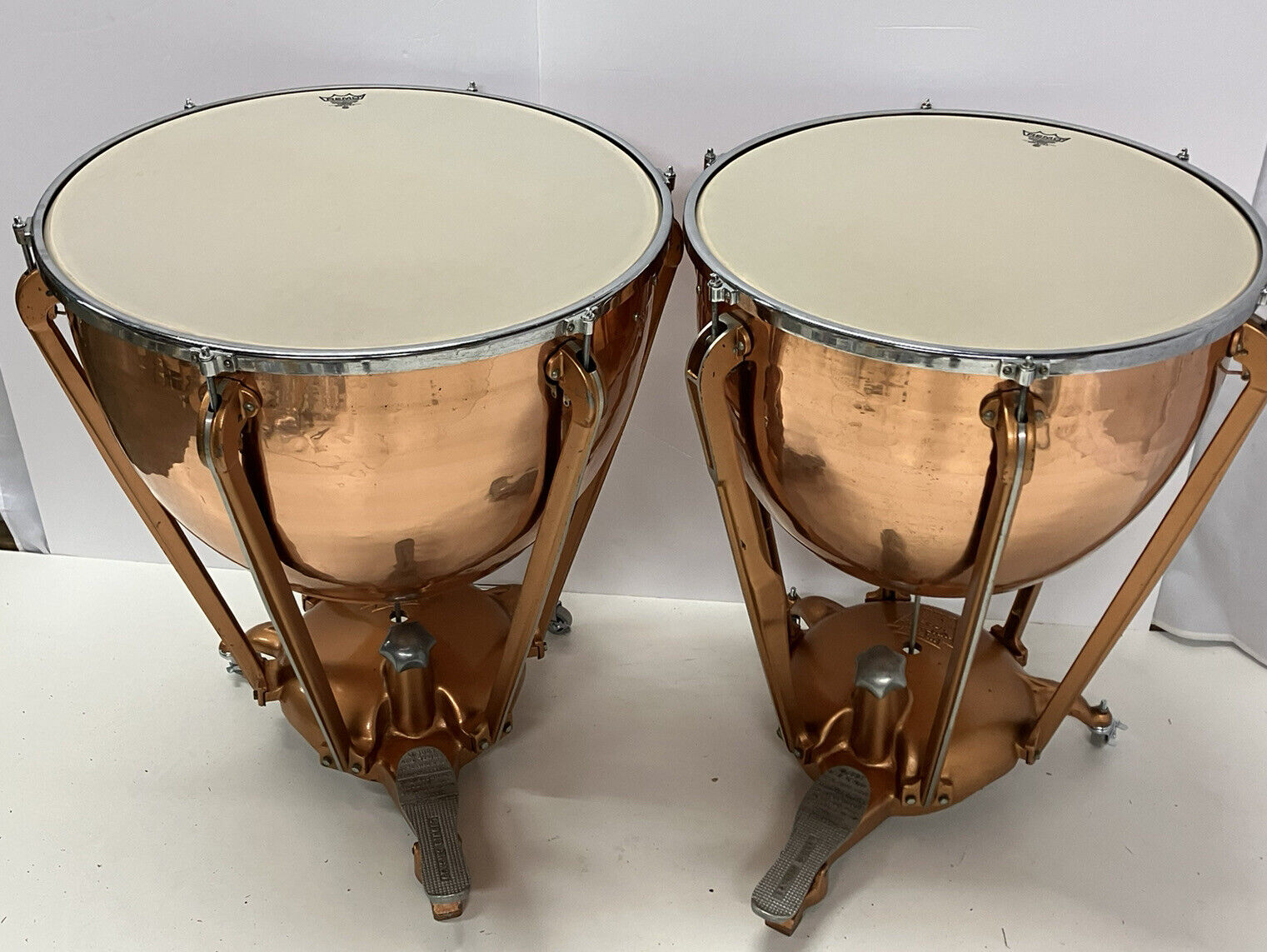 Pair Of Ludwig Copper Timpani Drums 25 And 28” Remo Renaissance Heads Will Ship