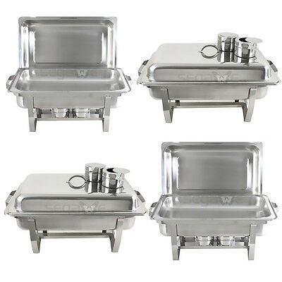 4 Pack Premier Chafers Stainless Steel Chafing Dish 8 Qt. Full Size Buffet Trays